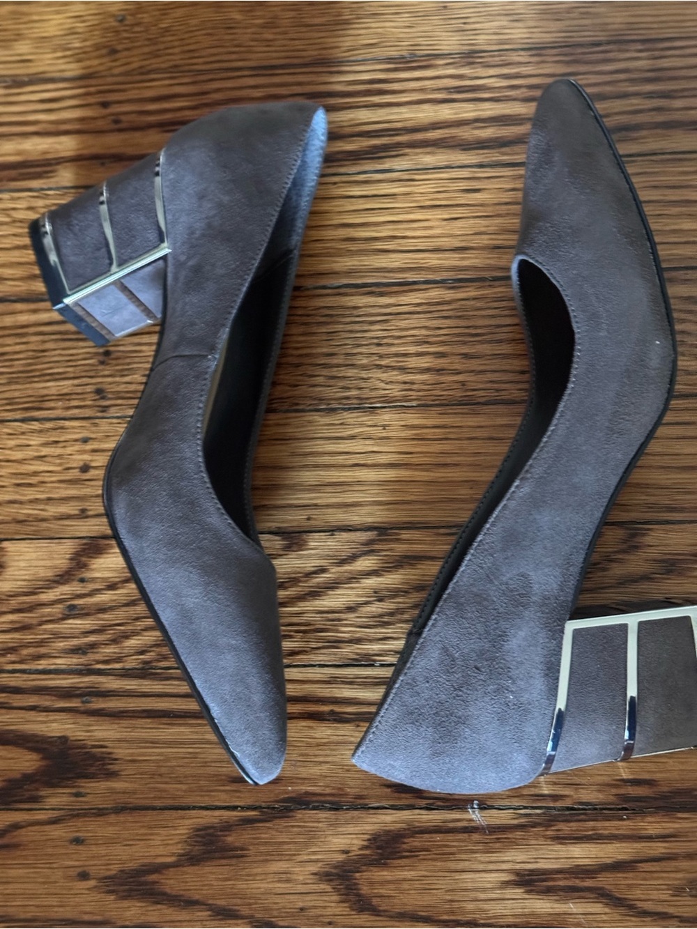 Steven By Steve Madden Gray Suede Block Heel Pumps
